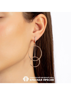 Серьги серебро 925 пробы, покрытие - золочение, без вставок