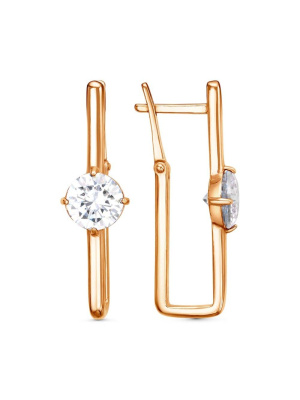 Серьги серебро 925 пробы, покрытие - золочение, вставка - фианит (недрагоценный камень)