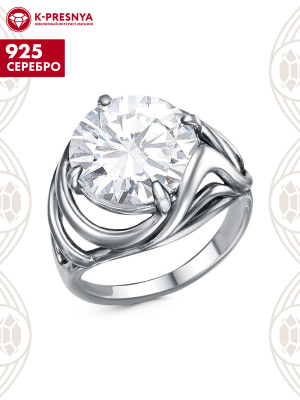 Кольцо серебро 925 пробы, покрытие - оксидирование, вставка - фианит (недрагоценный камень)