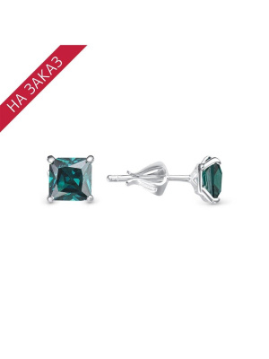 Серьги серебро 925 пробы, без покрытия, вставка - фианит собственной огранки (недрагоценный камень)