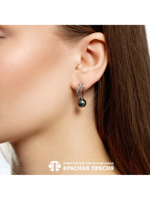 Серьги серебро 925 пробы, покрытие - золочение, выборочное родирование, вставка - имитация жемчуга