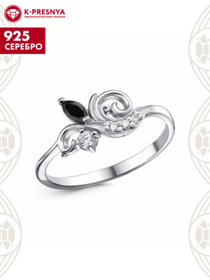 Кольцо серебро 925 пробы, покрытие - родирование, вставка - фианит (недрагоценный камень)