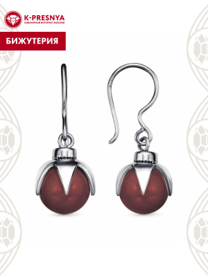 Серьги бижутерия, покрытие - серебрение с оксидированием, вставка - имитация жемчуга