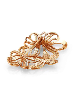 Брошь серебро 925 пробы, покрытие - золочение, вставка - фианит (недрагоценный камень)