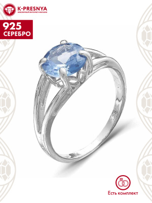 Кольцо серебро 925 пробы, покрытие - родирование, вставка - фианит (недрагоценный камень)