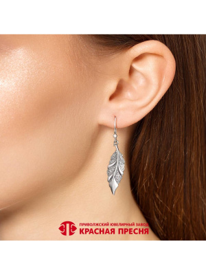 Серьги серебро 925 пробы, покрытие - оксидирование, без вставок
