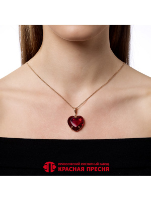 Подвеска бижутерия, покрытие - золочение, вставка - стекло ювелирное собственной огранки