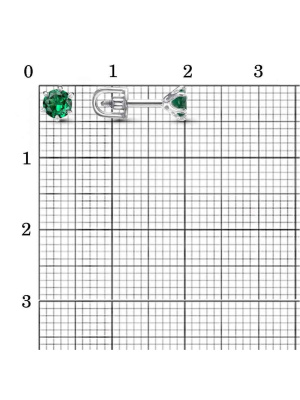 Серьги серебро 925 пробы, покрытие - родирование, вставка - искусственная шпинель