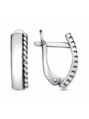 Серьги бижутерия, покрытие - серебрение с оксидированием, без вставок