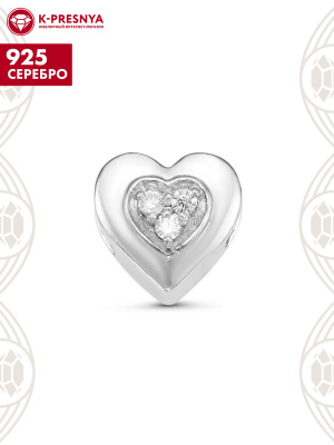 Подвеска серебро 925 пробы, покрытие - родирование, вставка - фианит (недрагоценный камень)