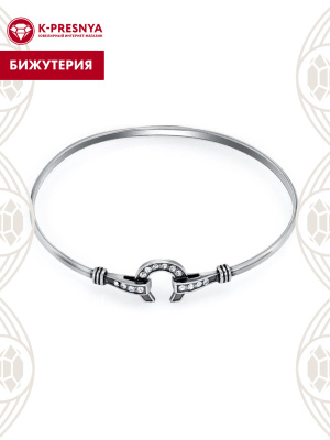 Браслет бижутерия, покрытие - серебрение с оксидированием, вставка - стекло ювелирное preciosa