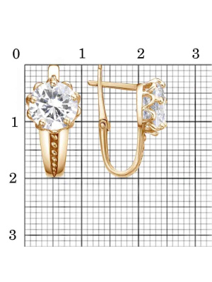 Серьги бижутерия, покрытие - золочение, вставка - фианит (недрагоценный камень)