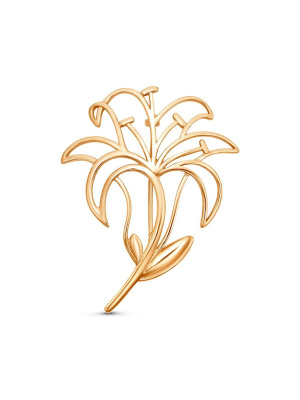 Брошь бижутерия, покрытие - золочение, без вставок