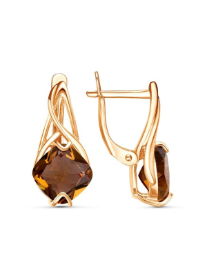 Серьги бижутерия, покрытие - золочение, вставка - искусственный султанит