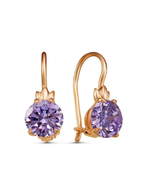 Серьги бижутерия, покрытие - золочение, вставка - фианит (недрагоценный камень)