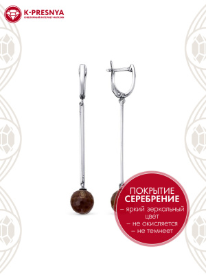 Серьги бижутерия, покрытие - серебрение с оксидированием, вставка - искусственный султанит