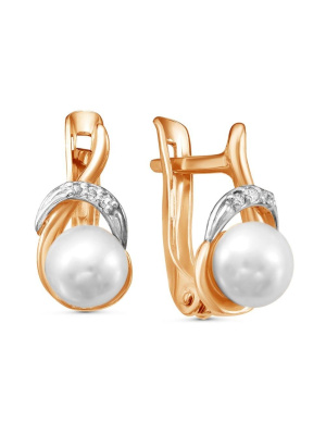 Серьги серебро 925 пробы, покрытие - золочение, выборочное родирование