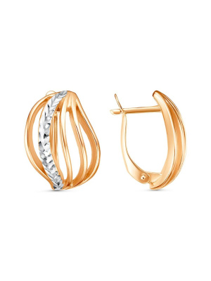 Серьги бижутерия, покрытие - золочение, отделка - алмазная грань, без вставок