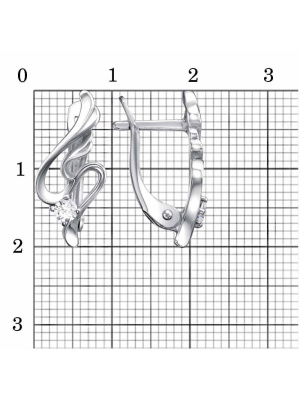 Серьги серебро 925 пробы, покрытие - оксидирование, вставка - фианит (недрагоценный камень)
