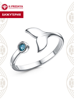 Кольцо бижутерия, покрытие - платинирование, вставка - стекло ювелирное preciosa