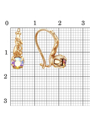 Серьги бижутерия, покрытие - золочение, вставка - стекло ювелирное preciosa