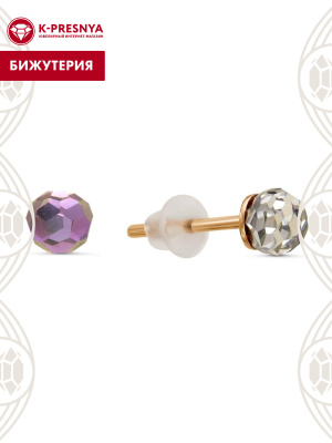 Серьги бижутерия, покрытие - золочение, вставка - стекло ювелирное preciosa