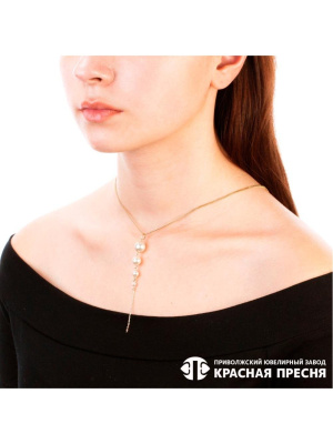 Подвеска серебро 925 пробы, покрытие - золочение, вставка - имитация жемчуга