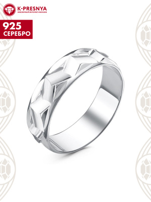 Кольцо серебро 925 пробы, без покрытия, отделка - алмазная грань, без вставок