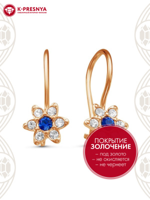 Серьги бижутерия, покрытие - золочение, вставка - стекло ювелирное preciosa