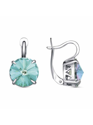 Серьги бижутерия, покрытие - платинирование, вставка - стекло ювелирное preciosa