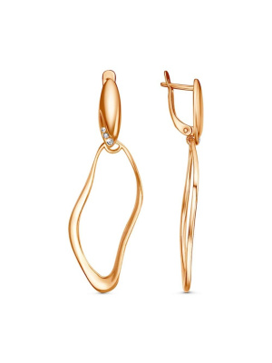 Серьги бижутерия, покрытие - золочение, вставка - стекло ювелирное preciosa