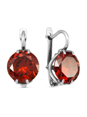 Серьги бижутерия, покрытие - серебрение с оксидированием, вставка - фианит (недрагоценный камень)