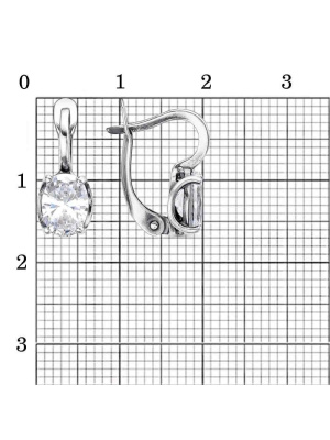 Серьги серебро 925 пробы, покрытие - оксидирование, вставка - фианит (недрагоценный камень)