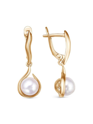 Серьги бижутерия, покрытие - золочение, вставка - имитация жемчуга