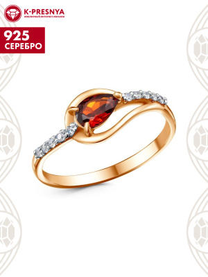 Кольцо серебро 925 пробы, покрытие - золочение, выборочное родирование, вставка - фианит (недрагоценный камень)