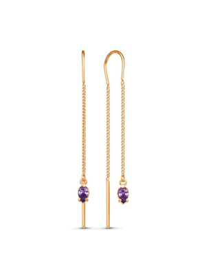 Серьги бижутерия, покрытие - золочение, вставка - фианит (недрагоценный камень)