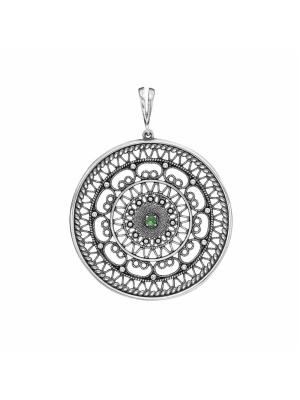 Подвеска серебро 925 пробы, покрытие - оксидирование, вставка - искусственная шпинель