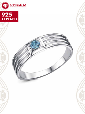 Кольцо серебро 925 пробы, покрытие - платинирование, вставка - фианит (недрагоценный камень)