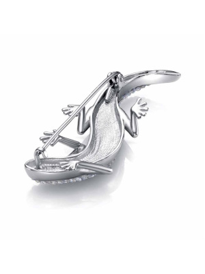 Брошь серебро 925 пробы, покрытие - платинирование, вставка - стекло ювелирное preciosa