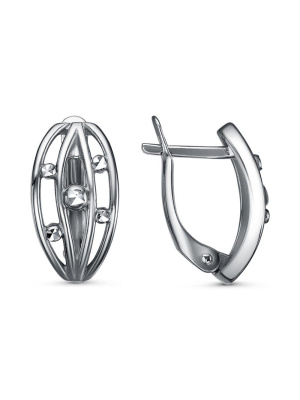 Серьги бижутерия, покрытие - серебрение с оксидированием, отделка - алмазная грань, без вставок