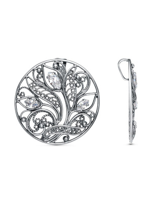 Подвеска бижутерия, покрытие - серебрение с оксидированием, вставка - фианит (недрагоценный камень)