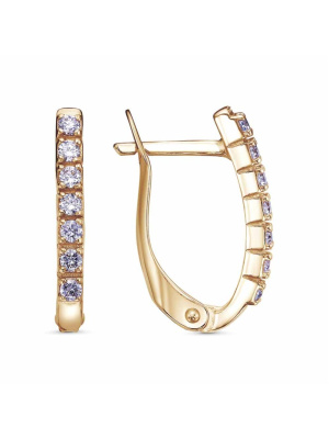 Серьги бижутерия, покрытие - золочение, вставка - фианит (недрагоценный камень)