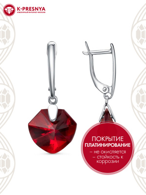 Серьги бижутерия, покрытие - платинирование, вставка - стекло ювелирное собственной огранки