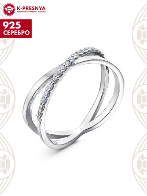 Кольцо серебро 925 пробы, покрытие - родирование, вставка - фианит (недрагоценный камень)