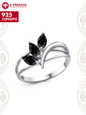 Кольцо серебро 925 пробы, покрытие - родирование, вставка - фианит (недрагоценный камень)