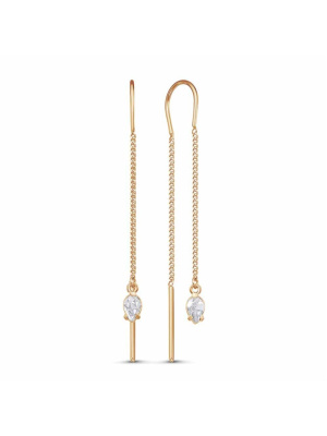 Серьги бижутерия, покрытие - золочение, вставка - фианит (недрагоценный камень)