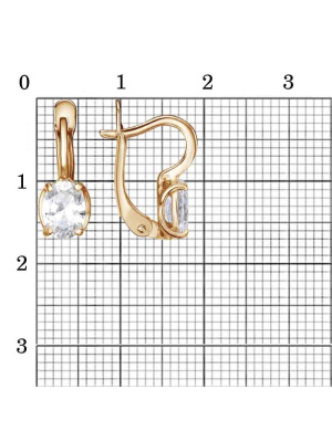 Серьги серебро 925 пробы, покрытие - золочение, вставка - фианит (недрагоценный камень)