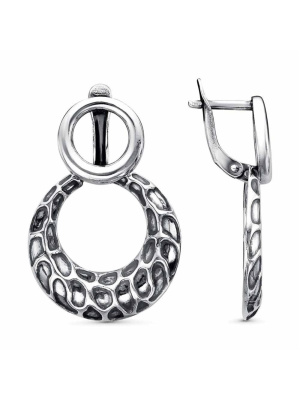 Серьги бижутерия, покрытие - серебрение с оксидированием, без вставок