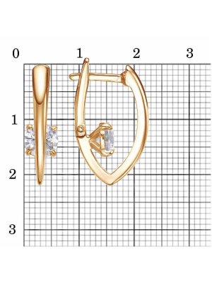 Серьги серебро 925 пробы, покрытие - золочение, вставка - фианит (недрагоценный камень)