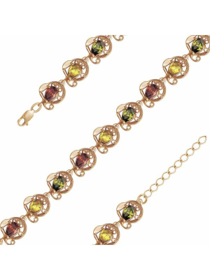 Браслет серебро 925 пробы, покрытие - золочение, вставка - фианит (недрагоценный камень)